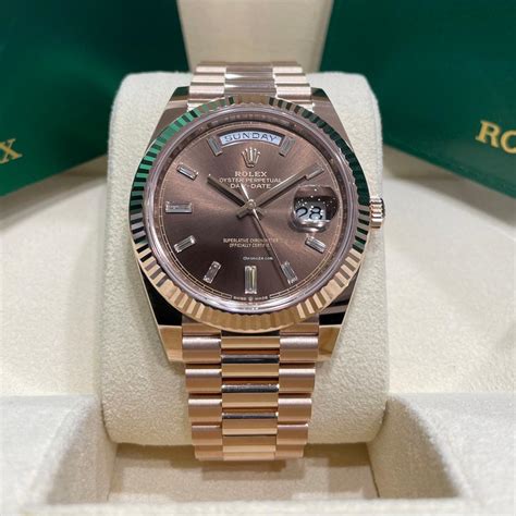 rolex day date rose gold brown face|Rolex rose gold 40mm president.